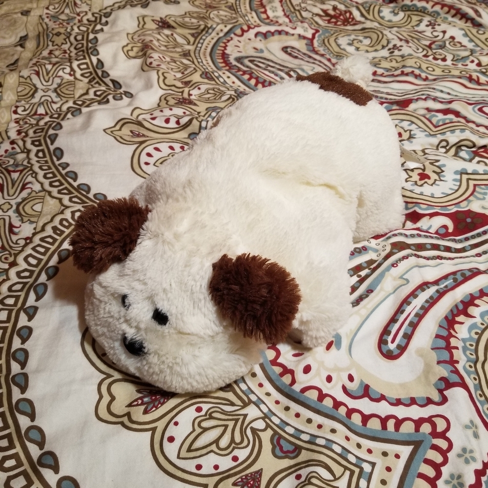 Stuffed Animal Dog White and Brown Puppy Pillow Plush New **CLEARANCE**